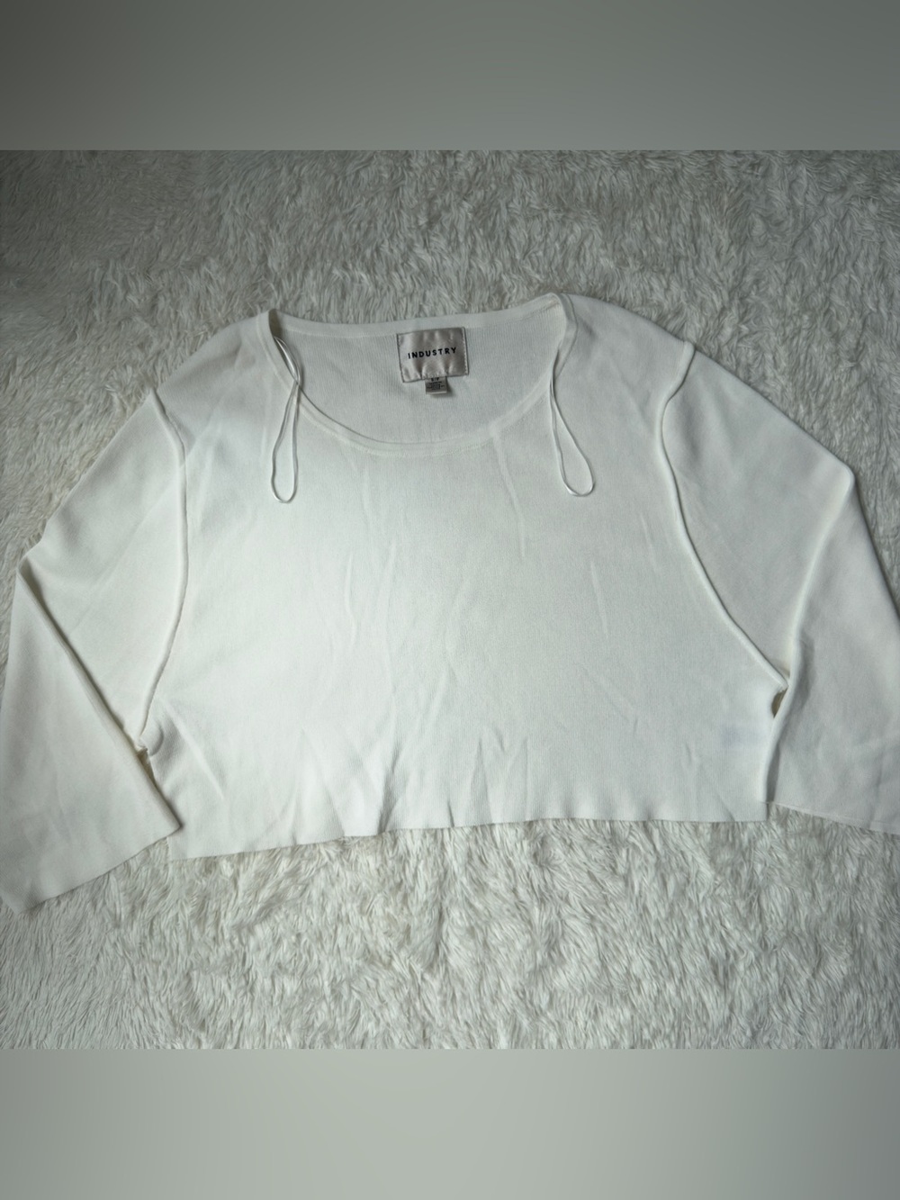 Industry White Cropped Scoop Neck Knit Top